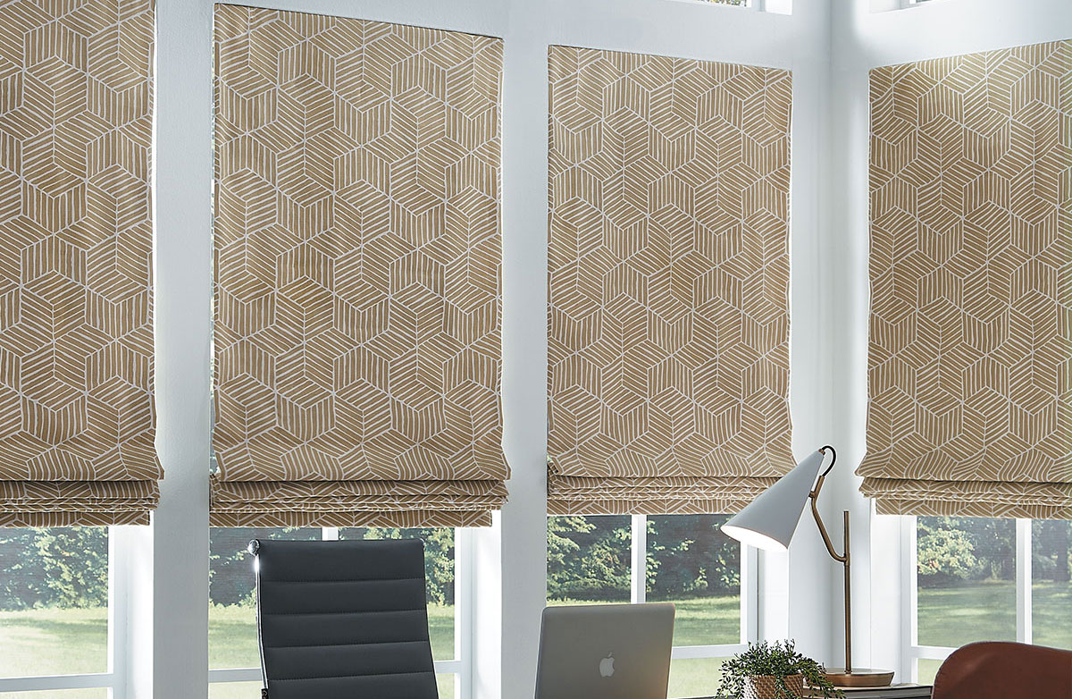 Custom flat roman shade office