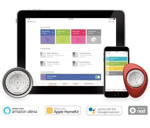 Hunter Douglas PowerView motorized shade options - wall switch, phone, remote control, app
