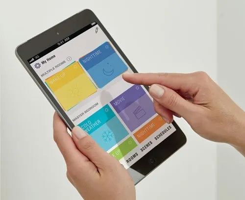 Hunter Douglas Powerview Motorized Shades operated by tablet